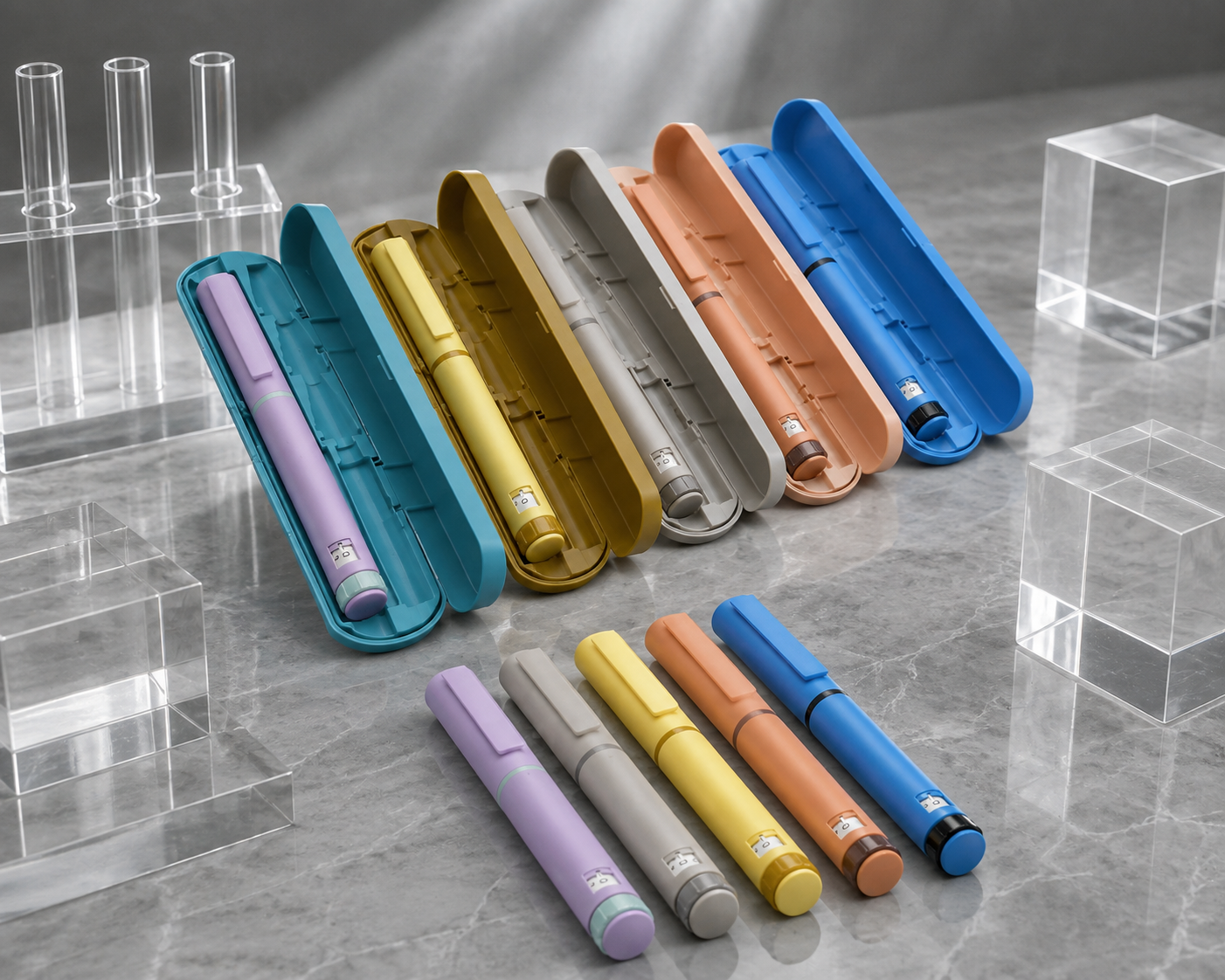 Custom coloured reusable pens with matching cases
