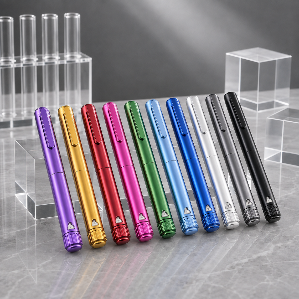 V4 metallic reusable pens in ten colours